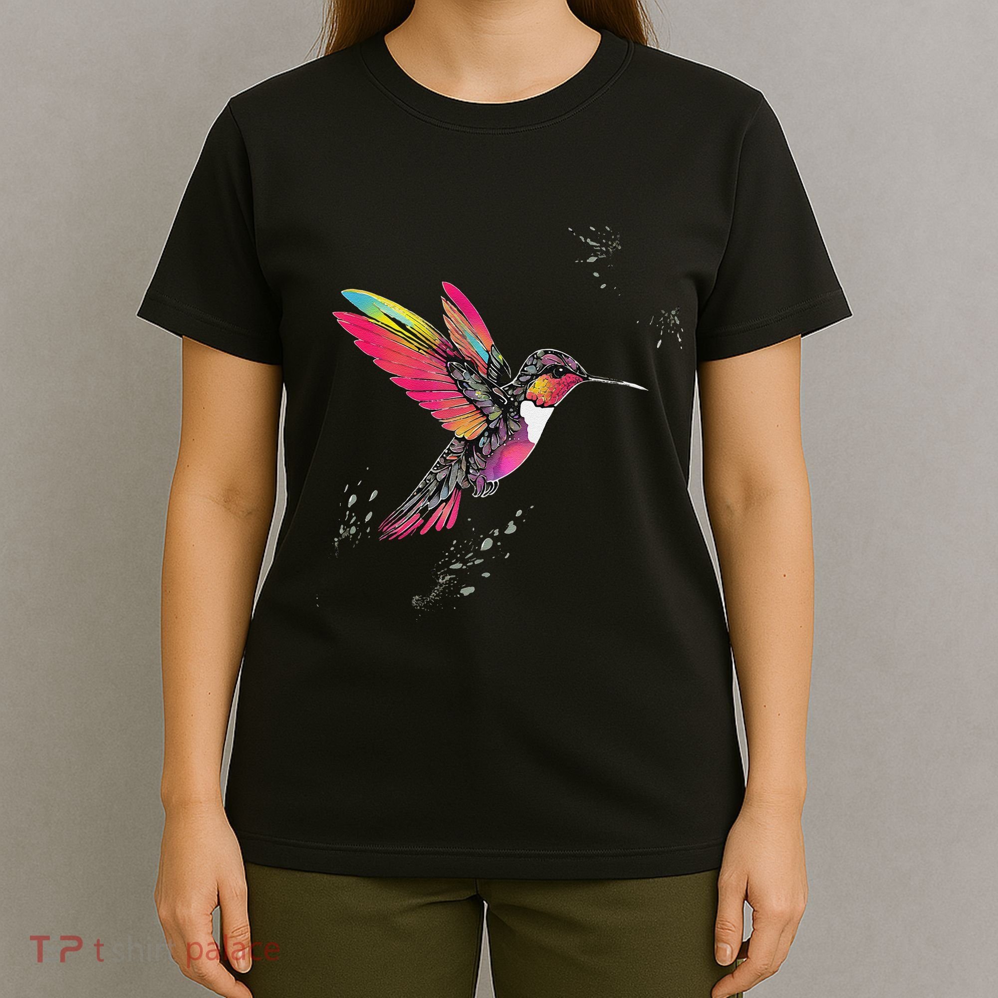 Neon Hummingbird In Flight T-Shirt