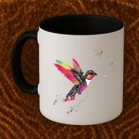 Neon Hummingbird In Flight Coffee Mug thumb 2