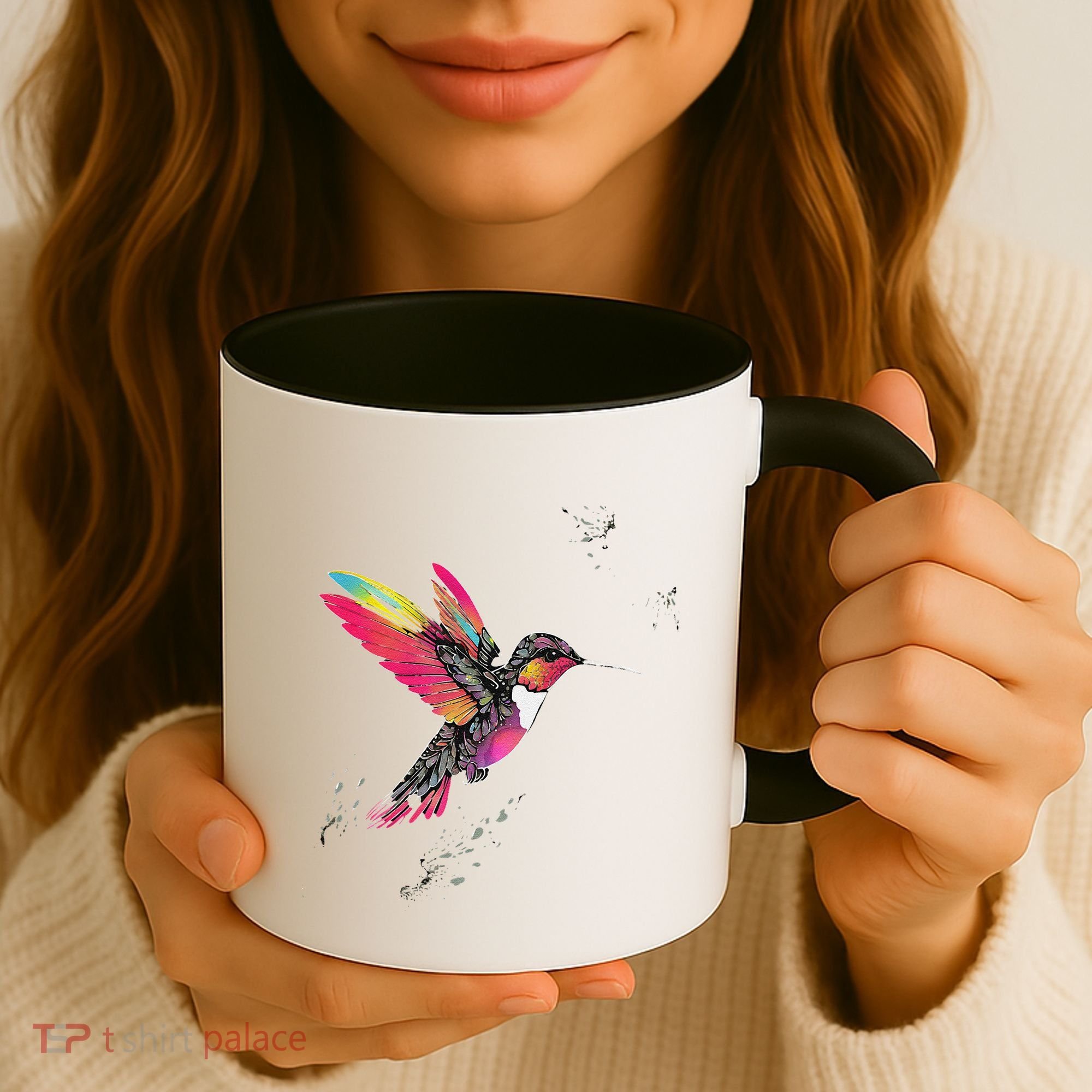 Neon Hummingbird In Flight Coffee Mug
