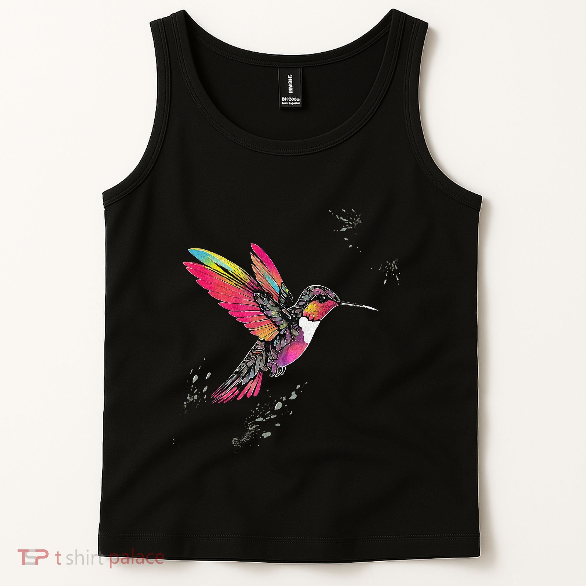 Neon Hummingbird In Flight Tank Top