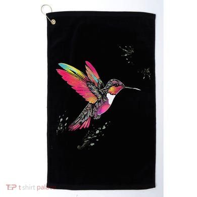Neon Hummingbird In Flight Golf Towel