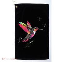 Neon Hummingbird In Flight Golf Towel thumb 0
