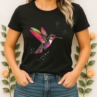 Neon Hummingbird In Flight Women's T-Shirt thumb 2