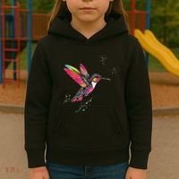 Neon Hummingbird In Flight Kids Hoodie thumb 3