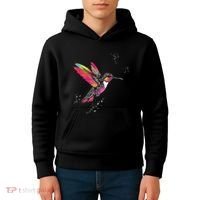 Neon Hummingbird In Flight Kids Hoodie thumb 4