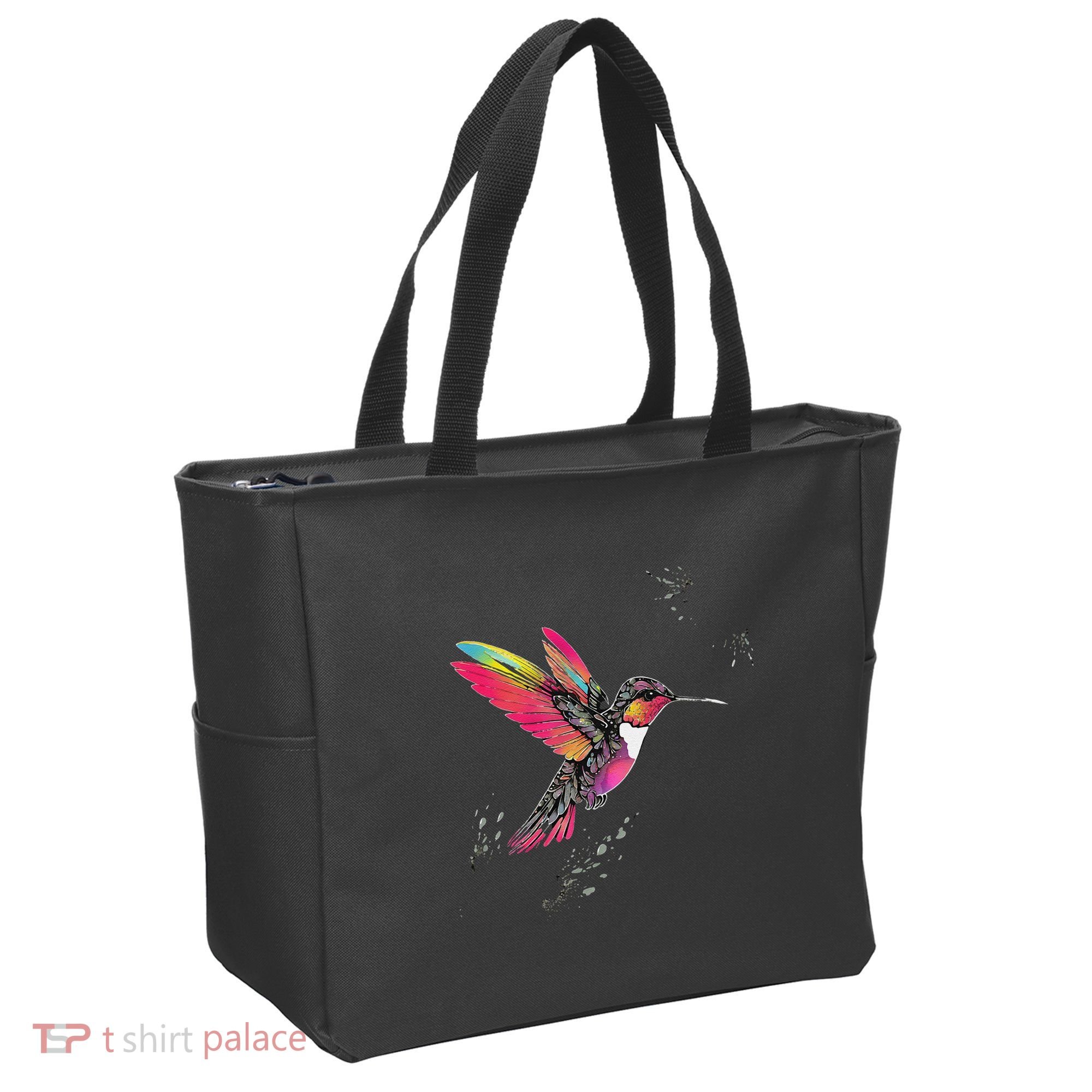 Neon Hummingbird In Flight Tote Bag