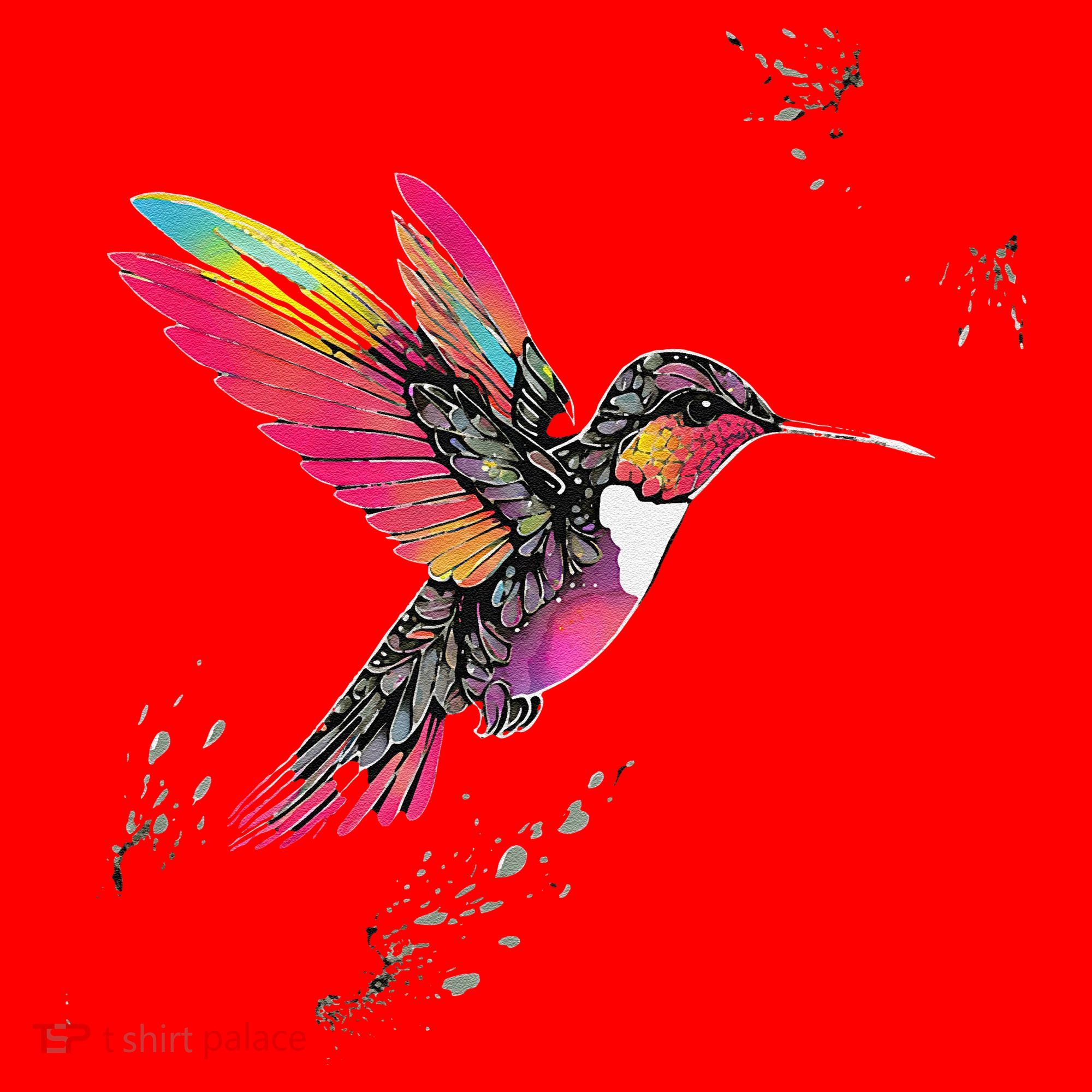 Neon Hummingbird In Flight Santa Hat