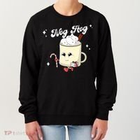 Nog Hog Kawaii Groovy Christmas Eggnog Made Me Retro Egg Nog Great Gift Women's Sweatshirt thumb 0