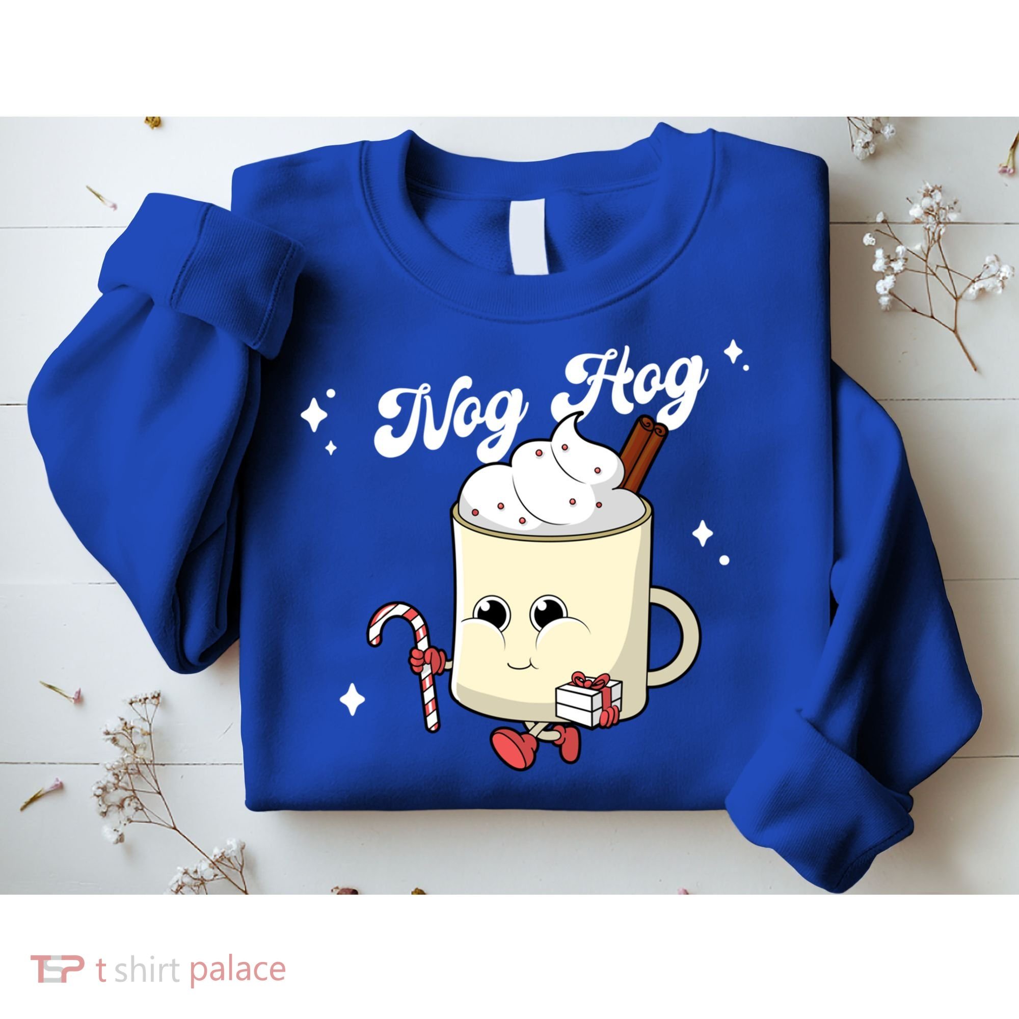Nog Hog Kawaii Groovy Christmas Eggnog Made Me Retro Egg Nog Great Gift Sweatshirt