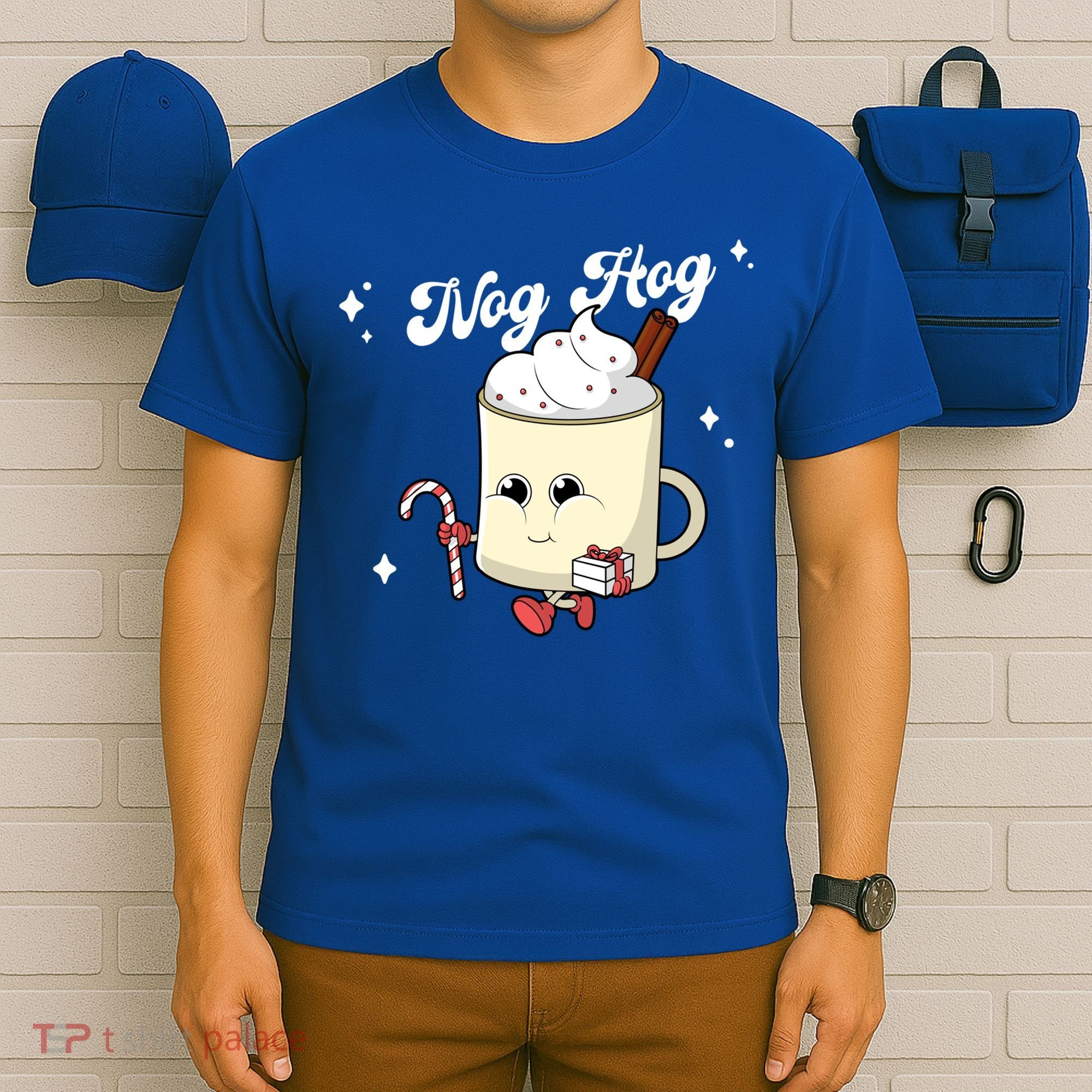 Nog Hog Kawaii Groovy Christmas Eggnog Made Me Retro Egg Nog Great Gift T-Shirt