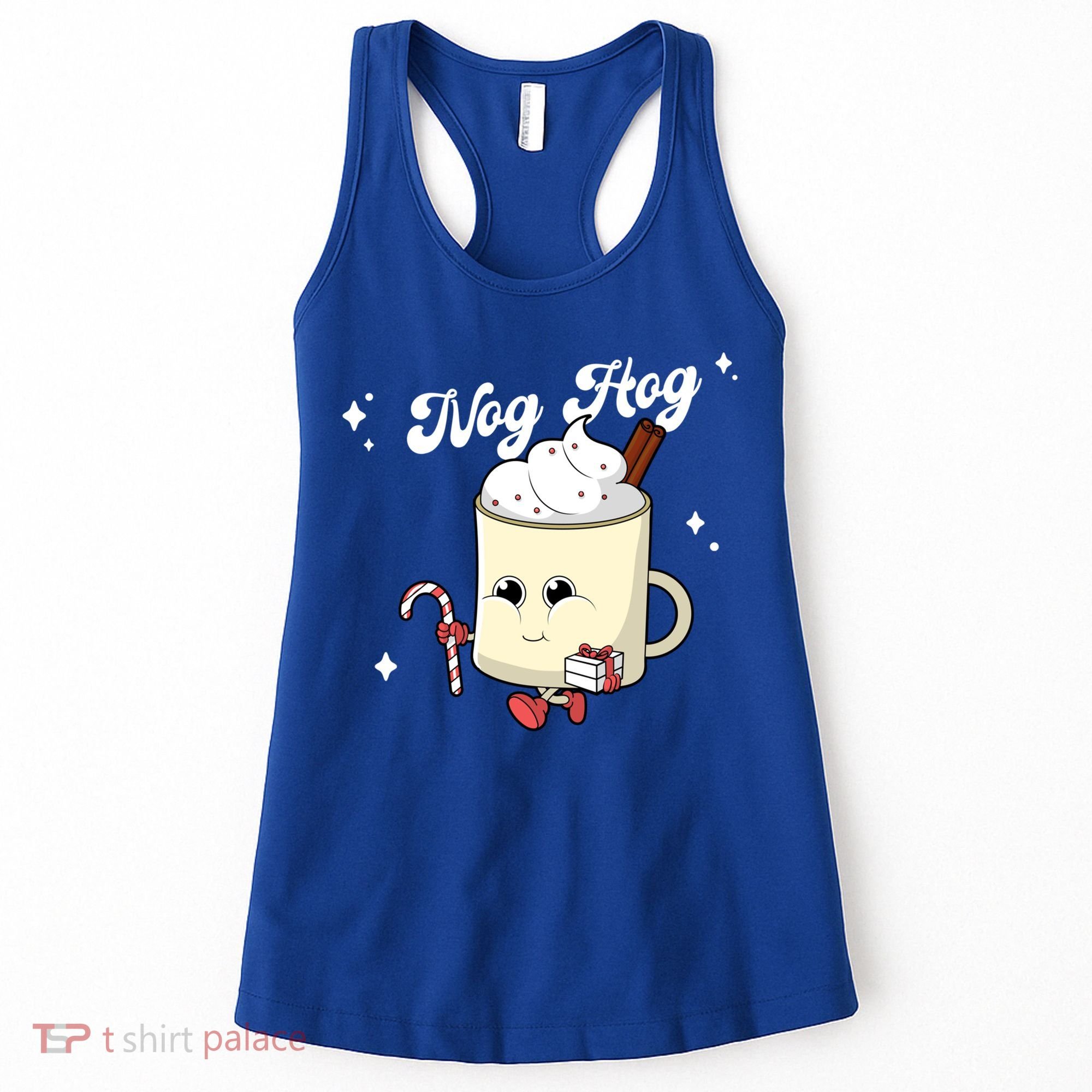 Nog Hog Kawaii Groovy Christmas Eggnog Made Me Retro Egg Nog Great Gift Women's Tank Top