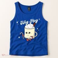 Nog Hog Kawaii Groovy Christmas Eggnog Made Me Retro Egg Nog Great Gift Tank Top thumb 2