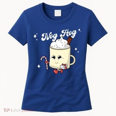 Nog Hog Kawaii Groovy Christmas Eggnog Made Me Retro Egg Nog Great Gift Women's T-Shirt