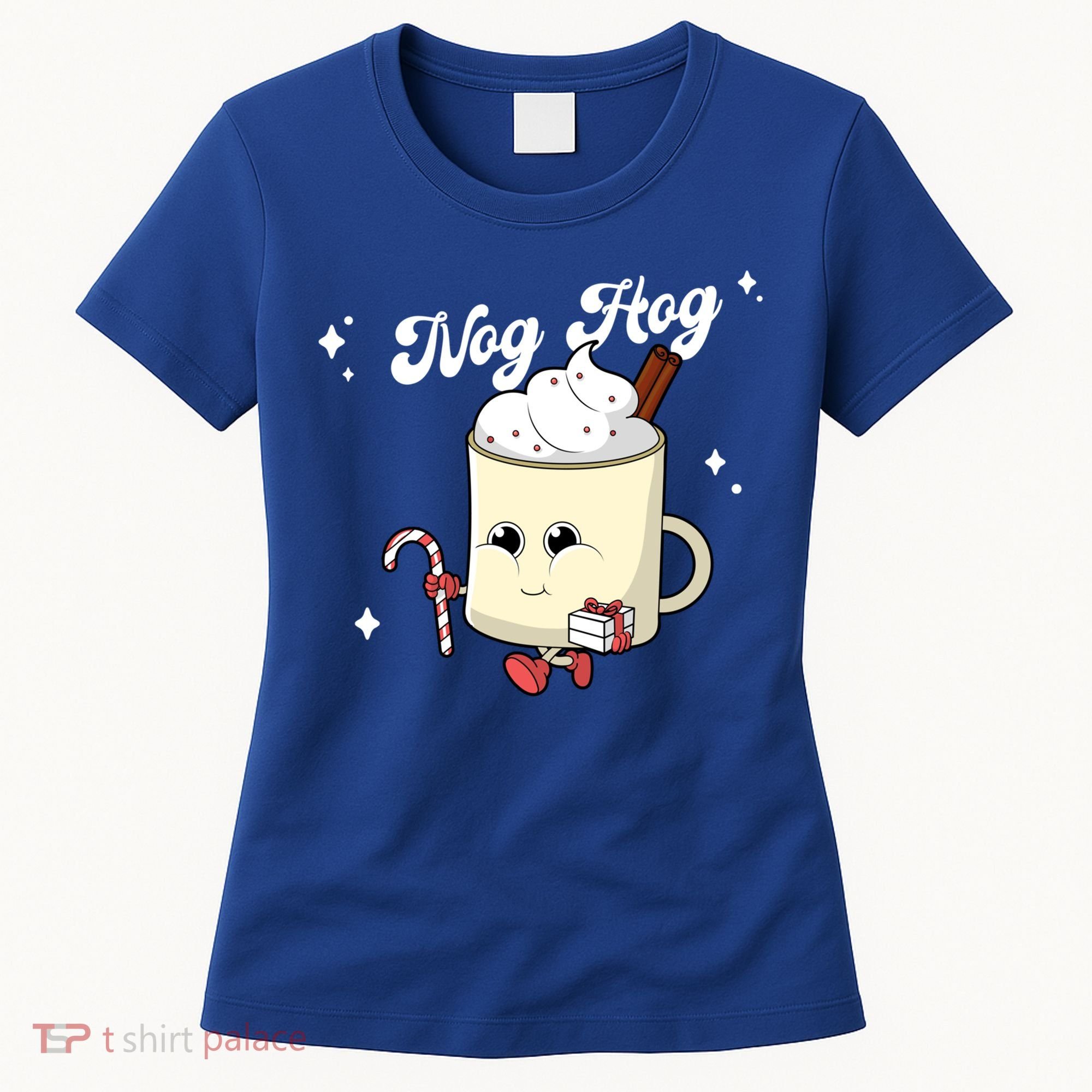 Nog Hog Kawaii Groovy Christmas Eggnog Made Me Retro Egg Nog Great Gift Women's T-Shirt