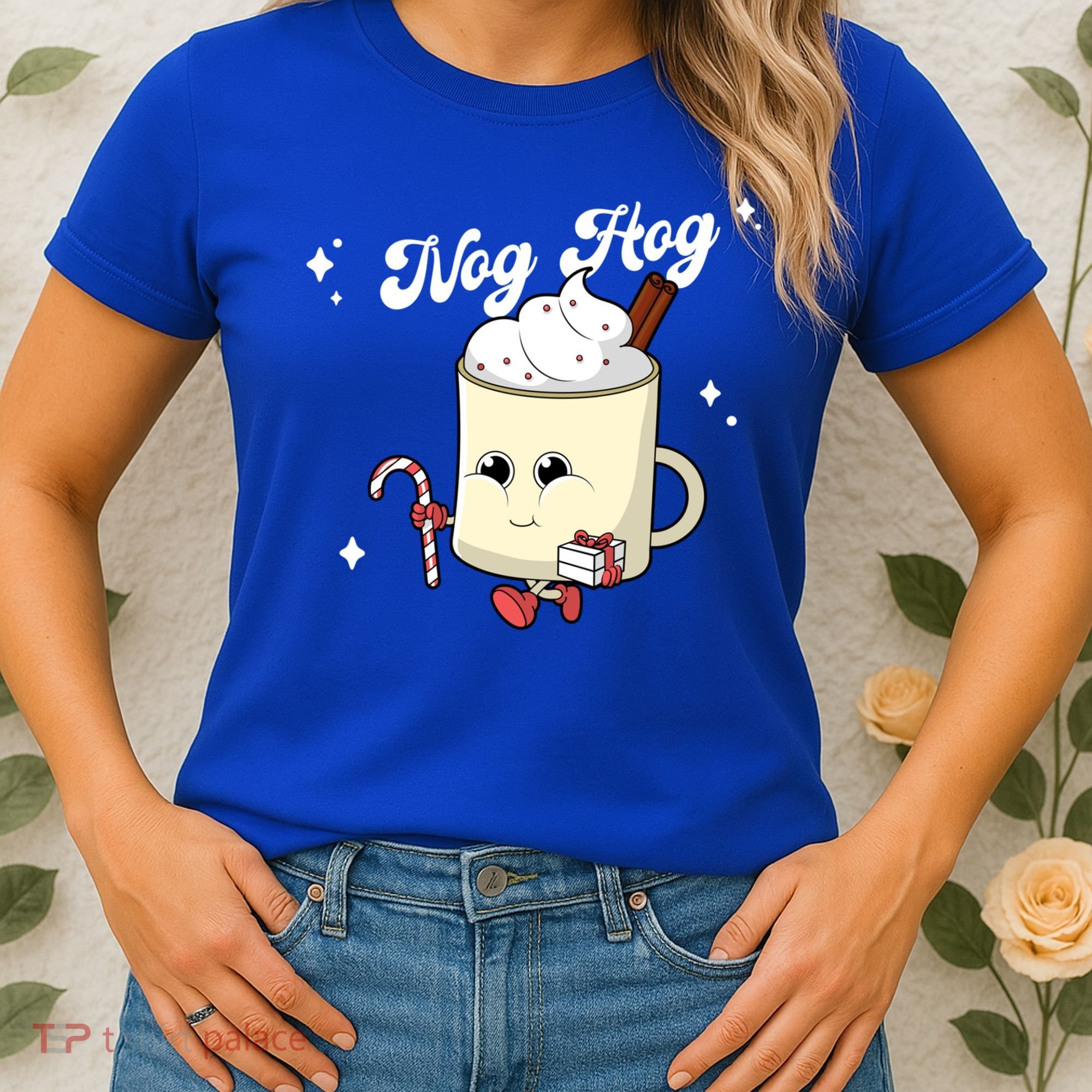 Nog Hog Kawaii Groovy Christmas Eggnog Made Me Retro Egg Nog Great Gift Women's T-Shirt