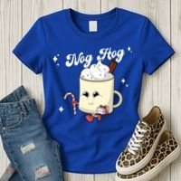 Nog Hog Kawaii Groovy Christmas Eggnog Made Me Retro Egg Nog Great Gift Women's T-Shirt thumb 3
