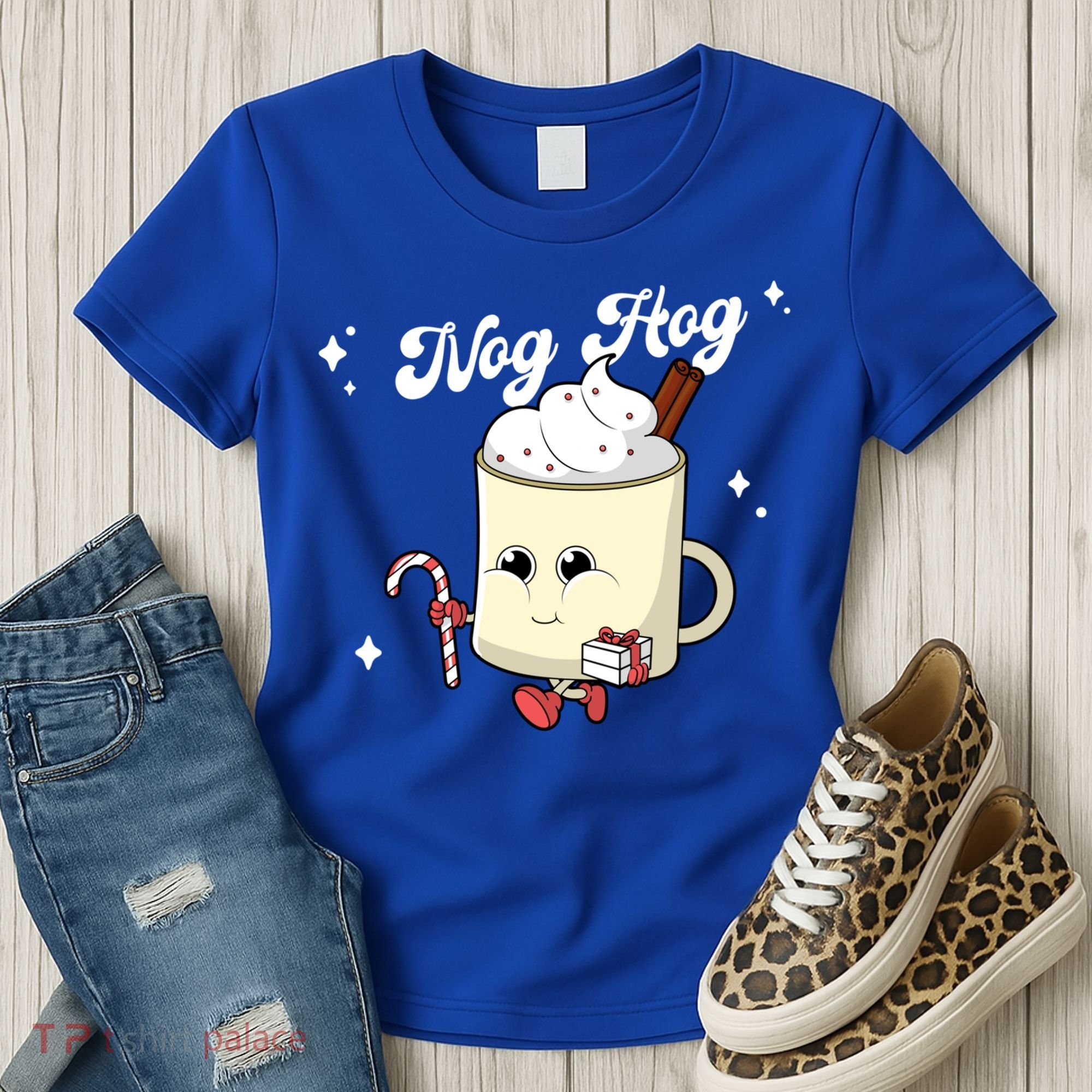 Nog Hog Kawaii Groovy Christmas Eggnog Made Me Retro Egg Nog Great Gift Women's T-Shirt