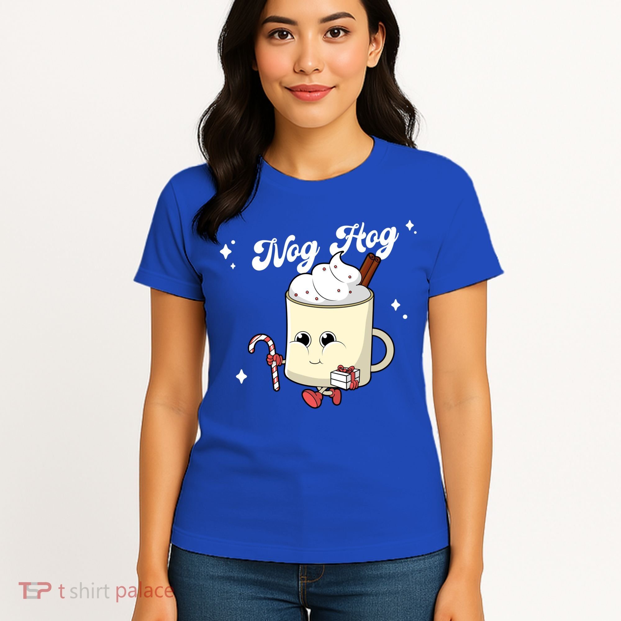 Nog Hog Kawaii Groovy Christmas Eggnog Made Me Retro Egg Nog Great Gift Women's T-Shirt