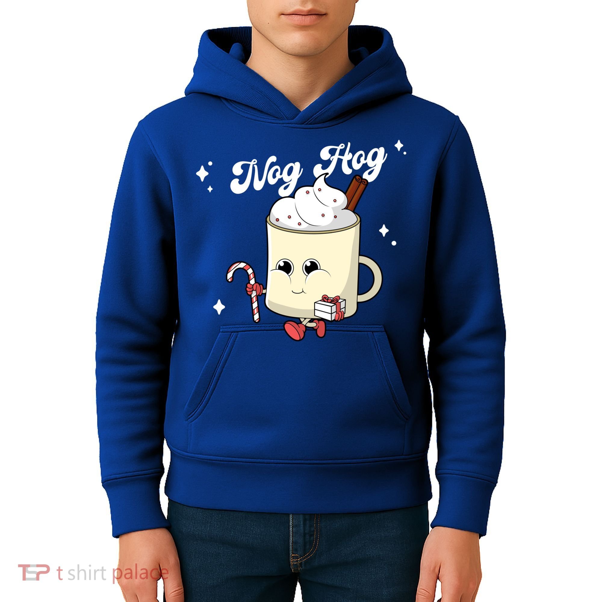 Nog Hog Kawaii Groovy Christmas Eggnog Made Me Retro Egg Nog Great Gift Kids Hoodie