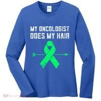 Non Hodgkins Lymphoma Support My Oncologist Does My Hair Funny Gift Women's Long Sleeve Shirt thumb 0