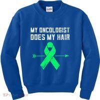 Non Hodgkins Lymphoma Support My Oncologist Does My Hair Funny Gift Kids Sweatshirt thumb 0