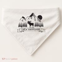 New Hampshire Mountain Moose Cool New Hampshire Gift USA-Made Doggie Bandana thumb 0