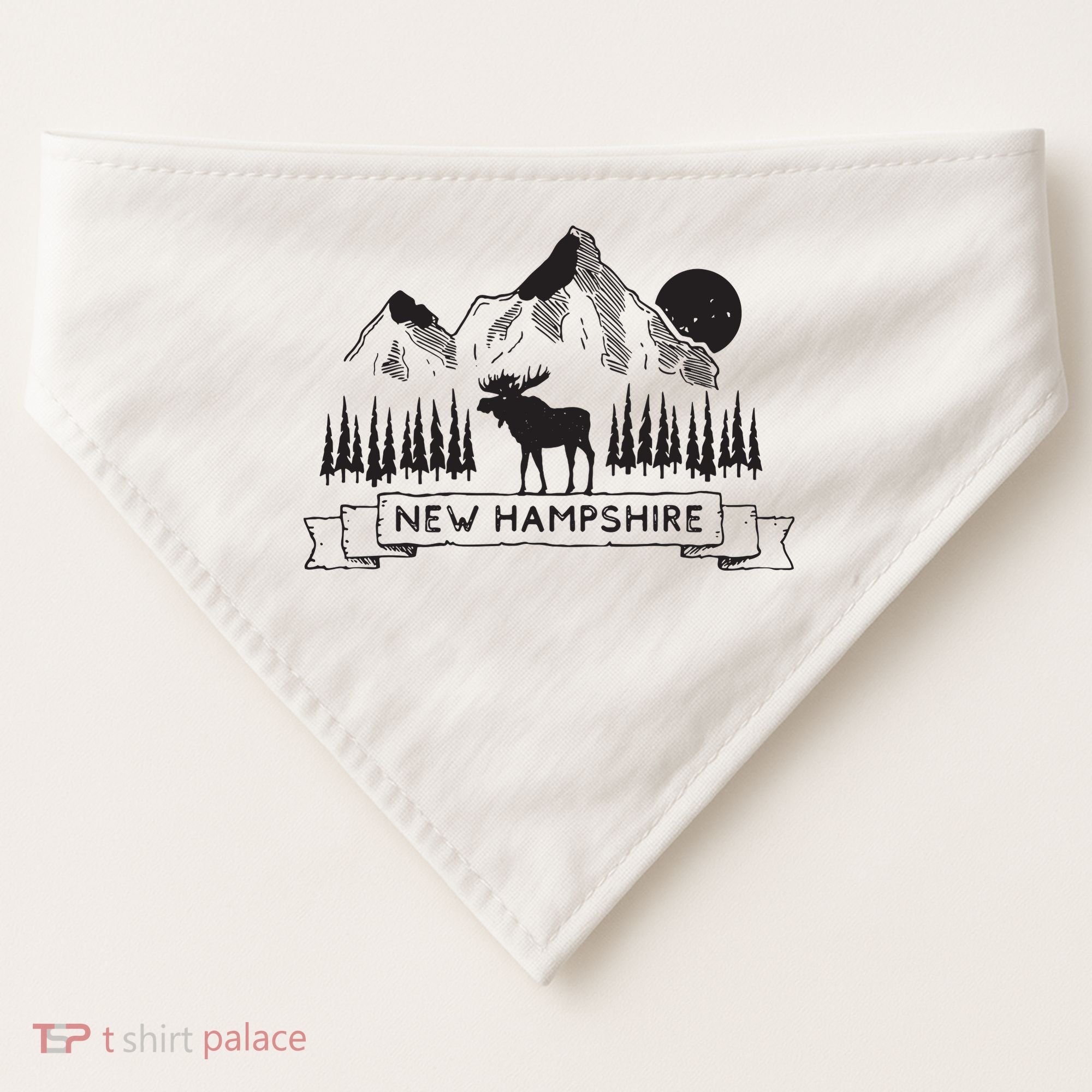 New Hampshire Mountain Moose Cool New Hampshire Gift USA-Made Doggie Bandana