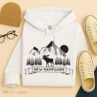 New Hampshire Mountain Moose Cool New Hampshire Gift Hoodie thumb 4