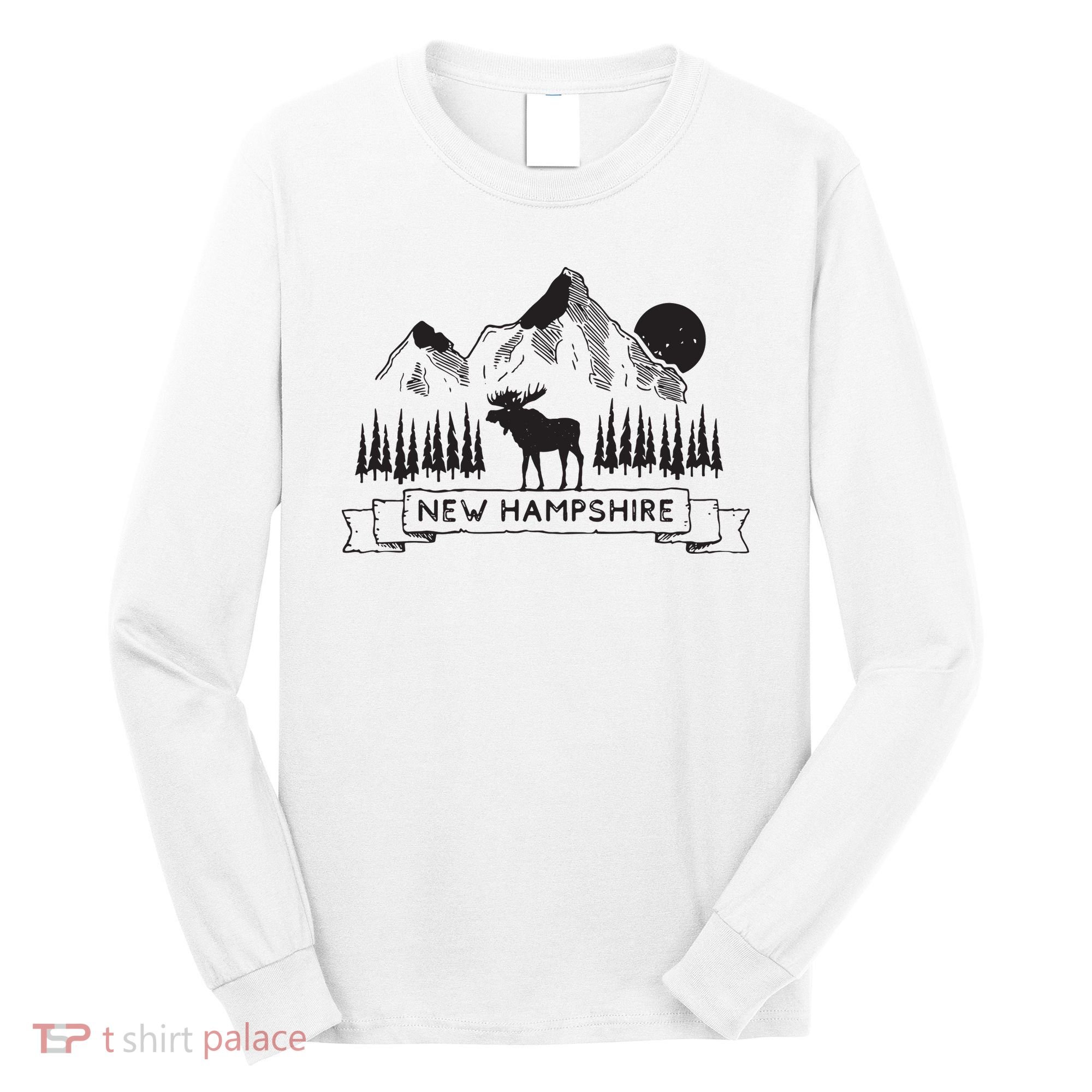 New Hampshire Mountain Moose Cool New Hampshire Gift Long Sleeve Shirt