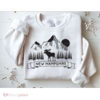 New Hampshire Mountain Moose Cool New Hampshire Gift Sweatshirt thumb 2