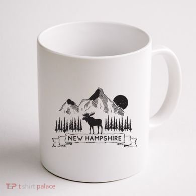 New Hampshire Mountain Moose Cool New Hampshire Gift Coffee Mug back