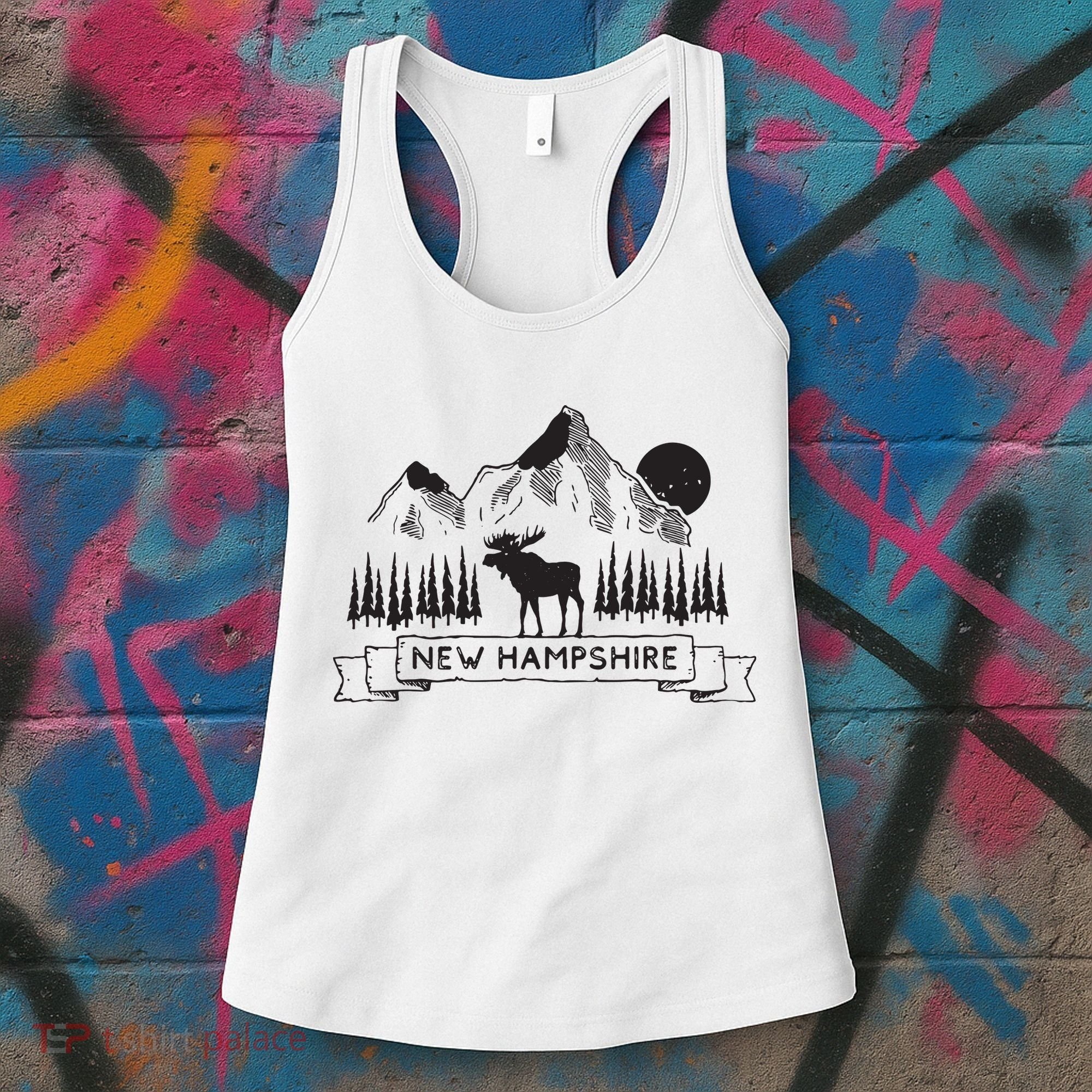 New Hampshire Mountain Moose Cool New Hampshire Gift Women's Tank Top