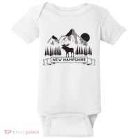 New Hampshire Mountain Moose Cool New Hampshire Gift Baby Bodysuit thumb 0
