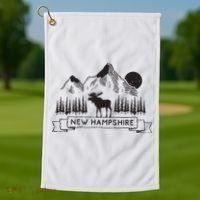 New Hampshire Mountain Moose Cool New Hampshire Gift Golf Towel thumb 1