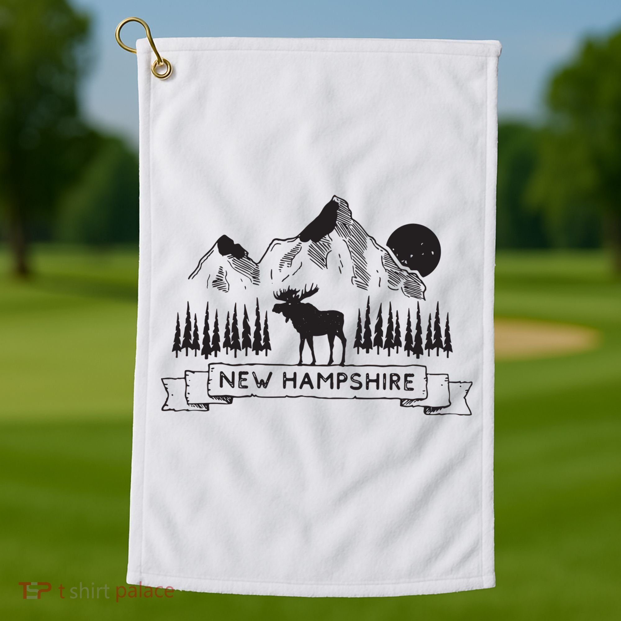 New Hampshire Mountain Moose Cool New Hampshire Gift Golf Towel