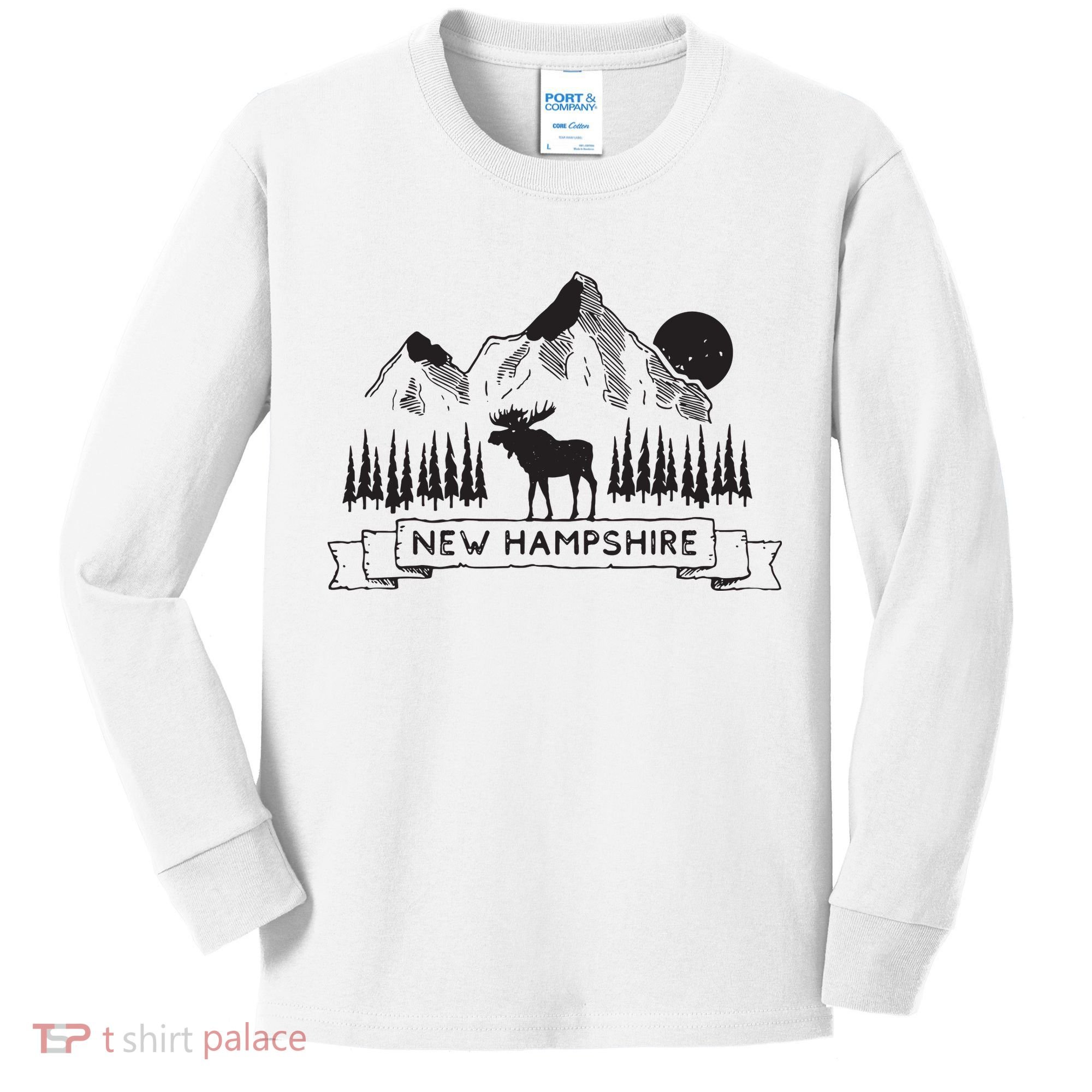 New Hampshire Mountain Moose Cool New Hampshire Gift Kids Long Sleeve Shirt