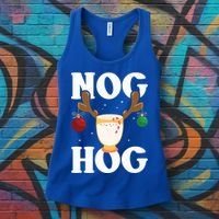 Nog Hog National Eggnog Day Egg Nog Christmas Holiday Great Gift Women's Tank Top thumb 3