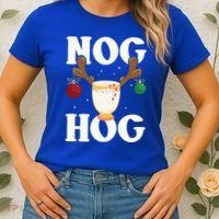 Nog Hog National Eggnog Day Egg Nog Christmas Holiday Great Gift Women's T-Shirt thumb 2