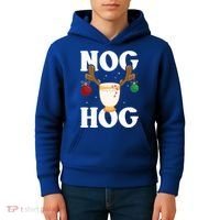 Nog Hog National Eggnog Day Egg Nog Christmas Holiday Great Gift Kids Hoodie thumb 4