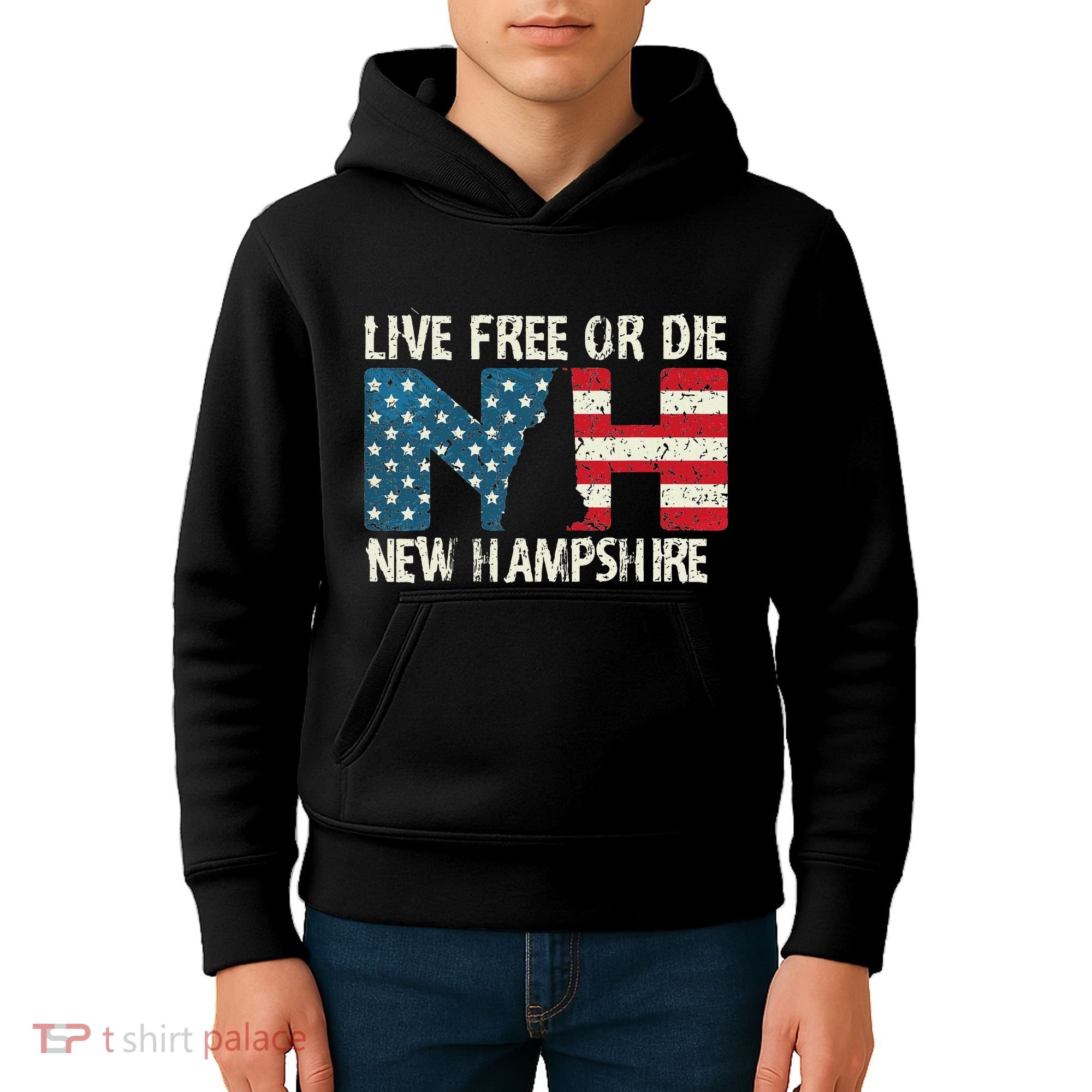 New Hampshire Patriotic Live Free Or Die Kids Hoodie