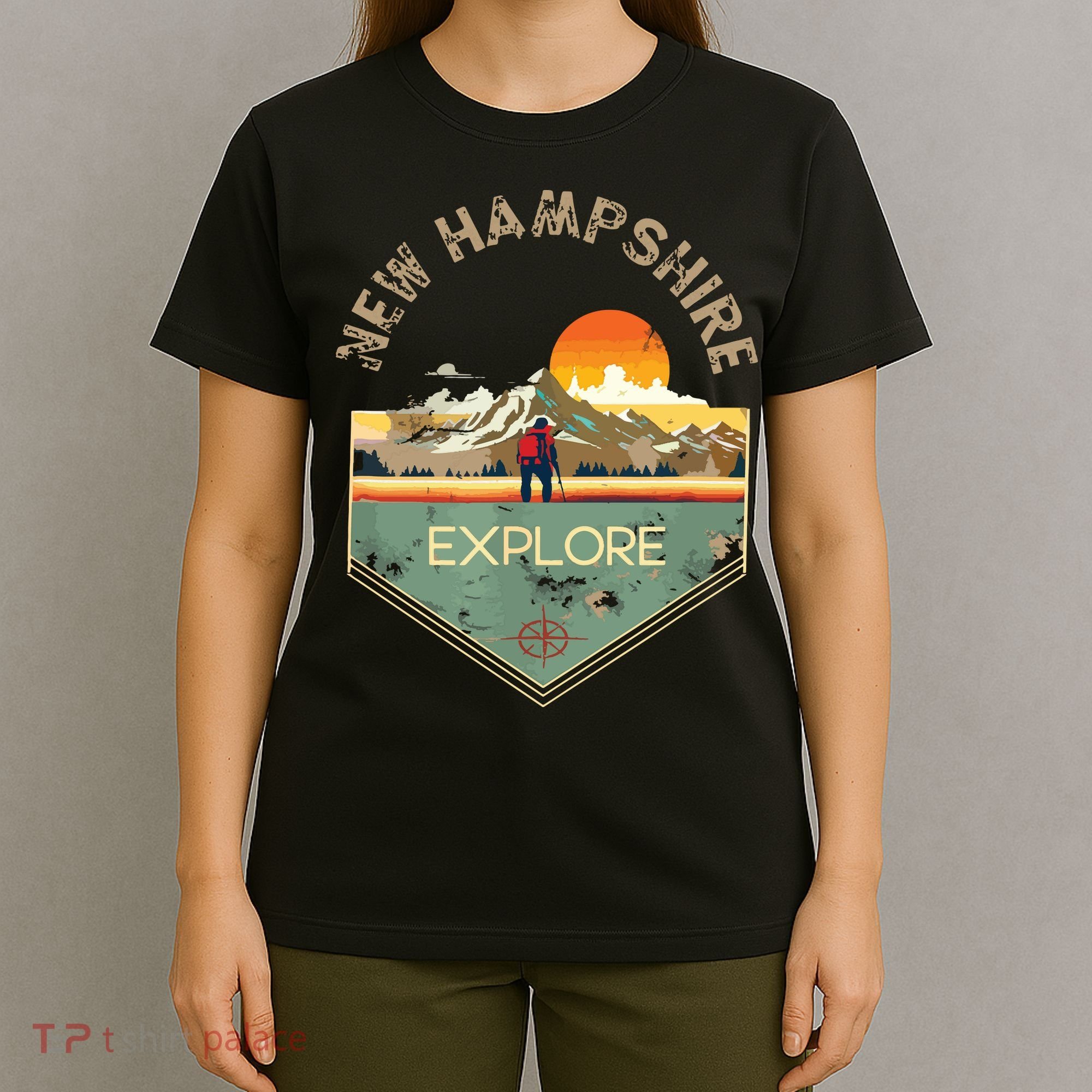 New Hampshire Retro Vintage Hiking Apparel Souvenir T-Shirt