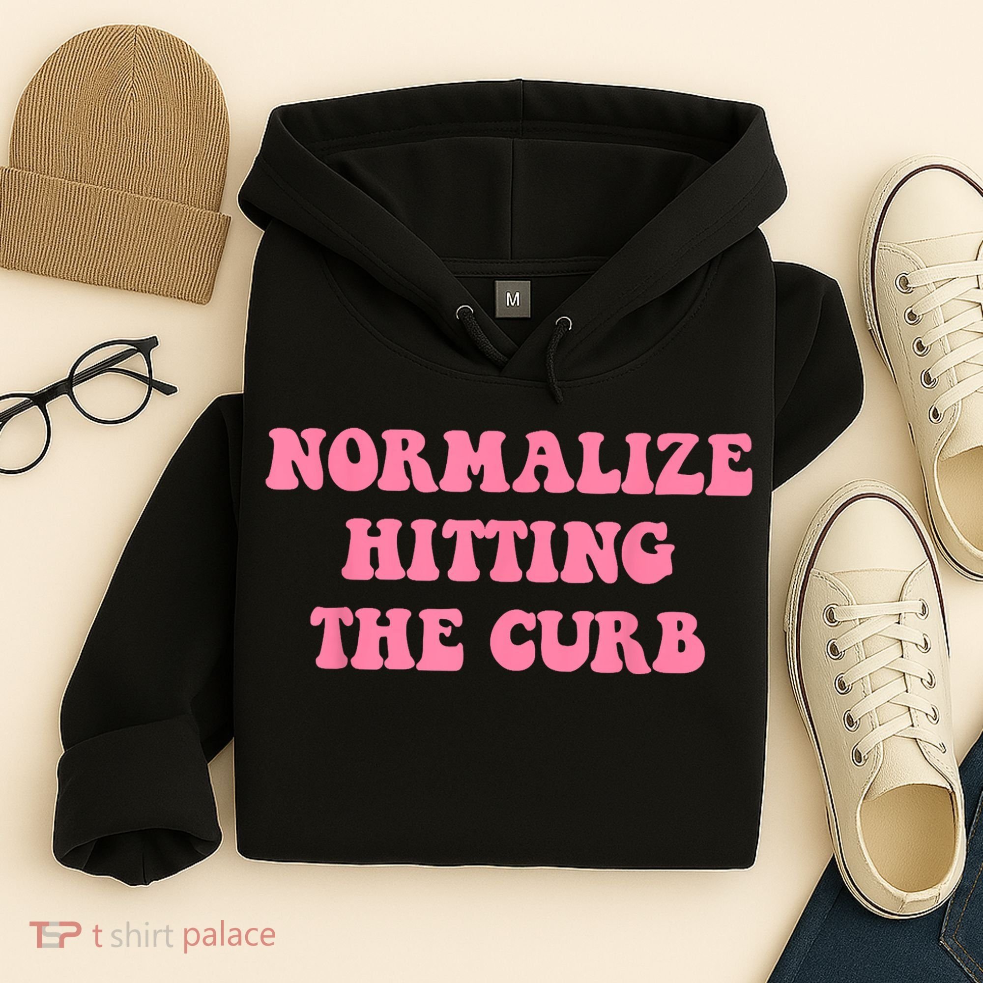 Normalize Hitting The Curb Funny Apparel Hoodie
