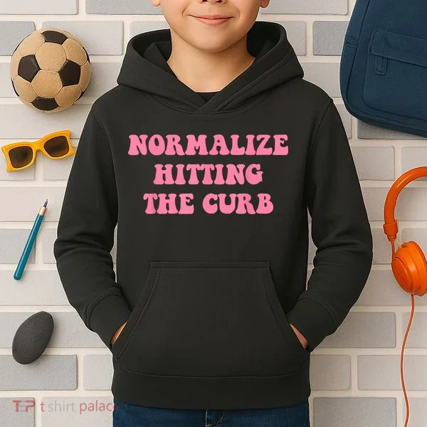 Normalize Hitting The Curb Funny Apparel Kids Hoodie