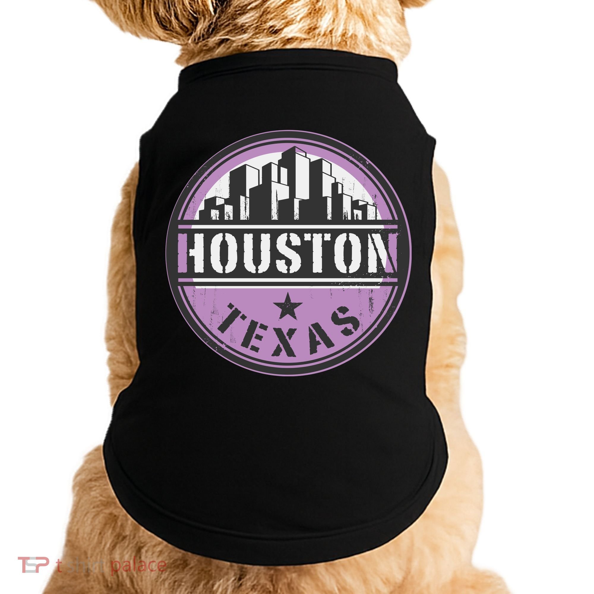 Neon Houston Texas Logo Doggie Tank