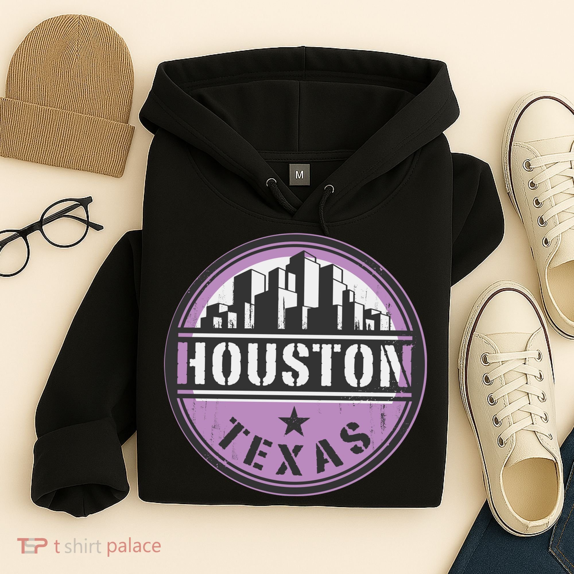 Neon Houston Texas Logo Hoodie