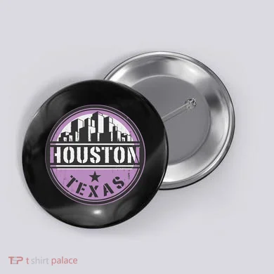 Neon Houston Texas Logo Button