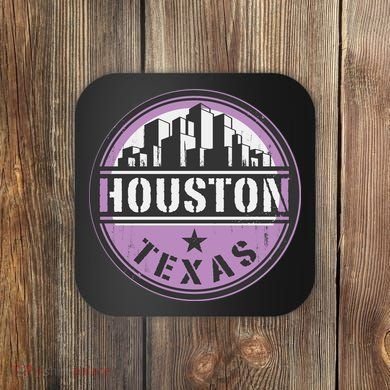 Neon Houston Texas Logo Coaster