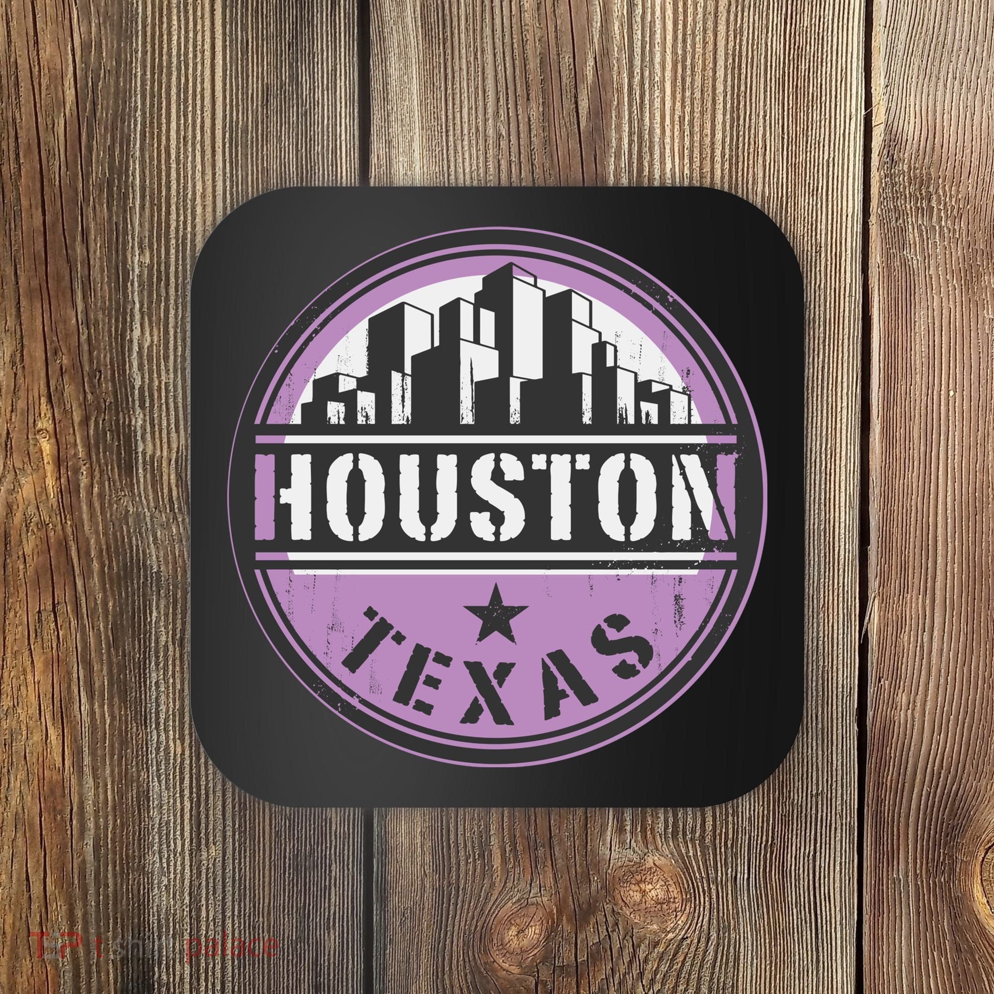 Neon Houston Texas Logo Coaster