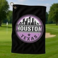 Neon Houston Texas Logo Golf Towel thumb 1