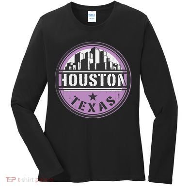 Neon Houston Texas Logo Women's Long Sleeve Shirt